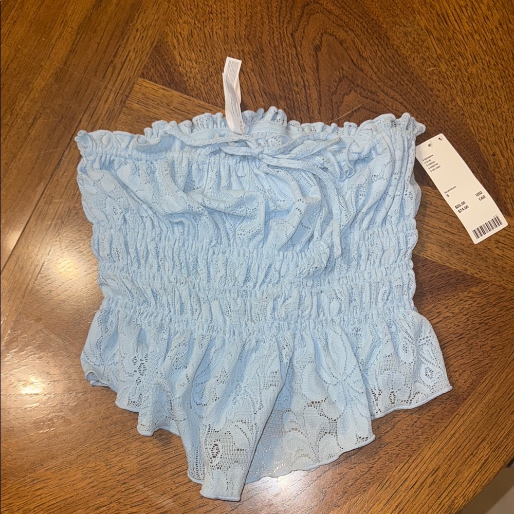 Urban Outfitters Light Blue Lace Crop Top